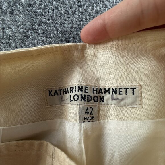 VTG KATHARINE HAMNETT London Ivory Skirt Italy Made Size 42 Cotton Woven Women - Picture 14 of 15